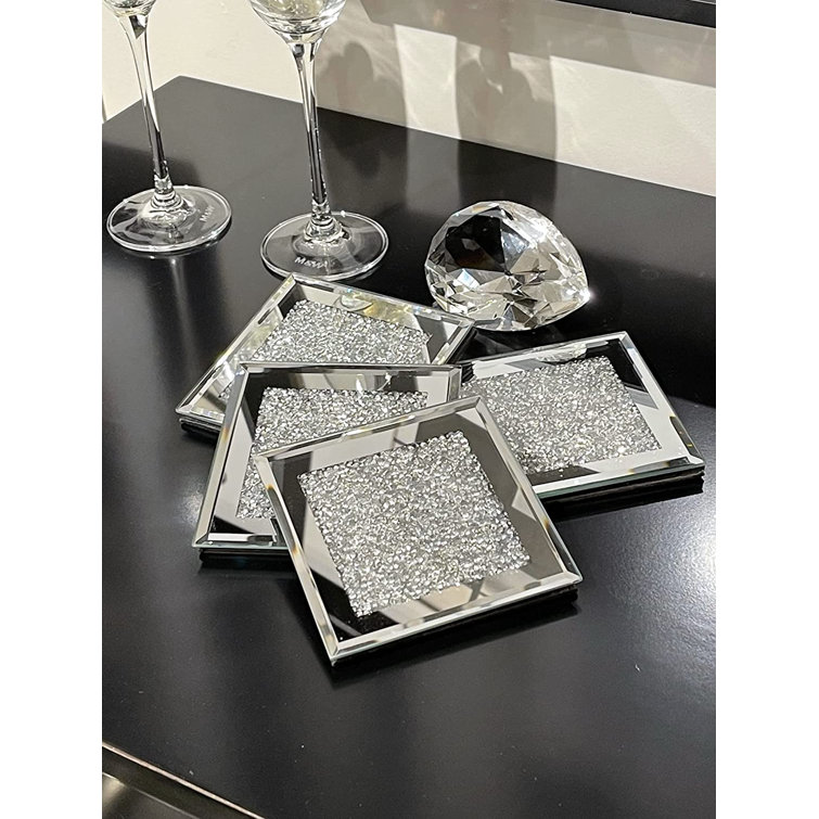 Enjoy time Glass Square 4 Piece Coaster Set Wayfair Canada